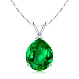 12x10mm AAAA V-Bale Pear-Shaped Emerald Solitaire Pendant in S999 Silver