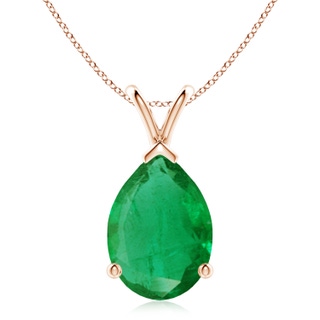 14x10mm AA V-Bale Pear-Shaped Emerald Solitaire Pendant in 9K Rose Gold