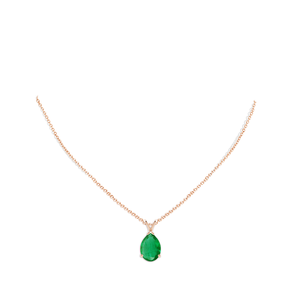 14x10mm AA V-Bale Pear-Shaped Emerald Solitaire Pendant in Rose Gold pen