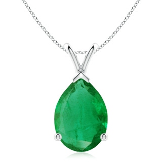 14x10mm AA V-Bale Pear-Shaped Emerald Solitaire Pendant in S999 Silver