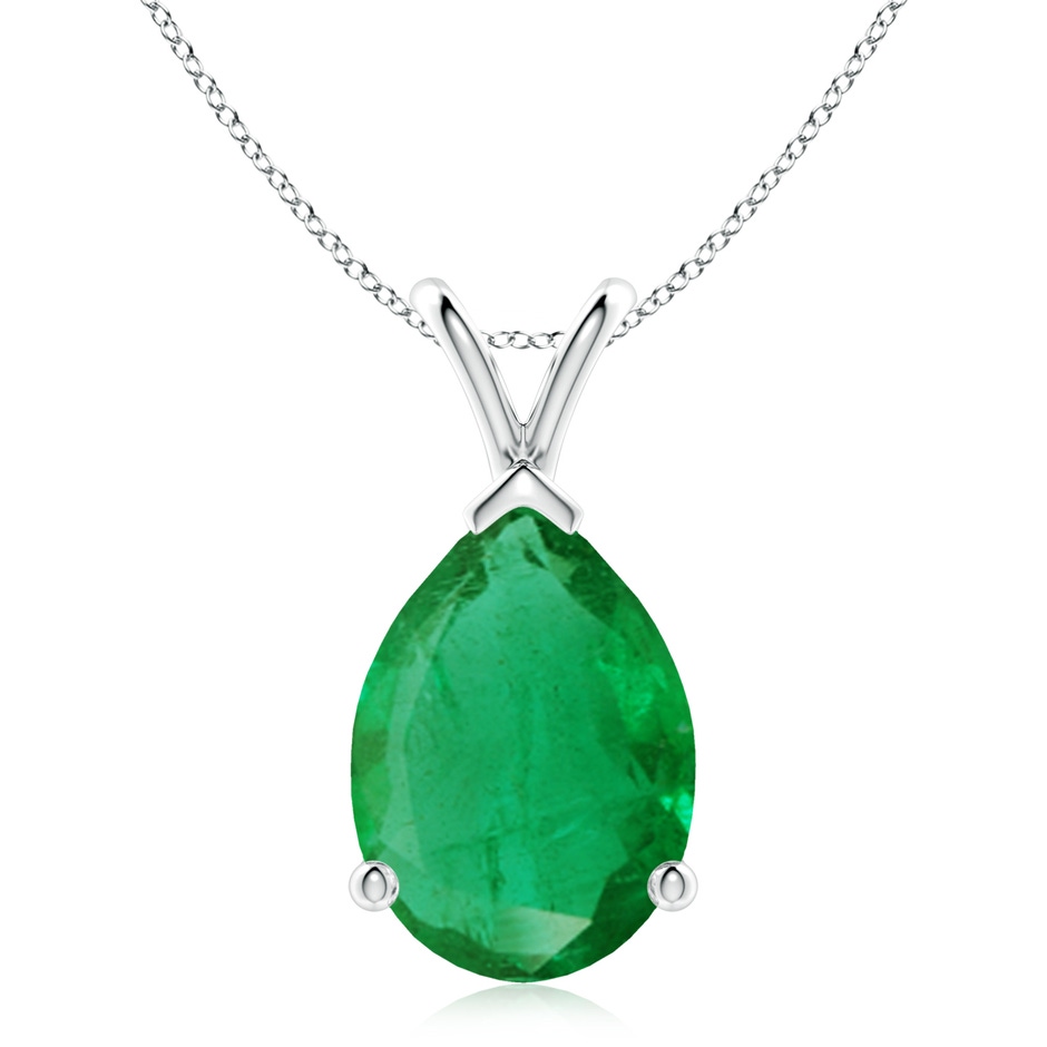 14x10mm AA V-Bale Pear-Shaped Emerald Solitaire Pendant in S999 Silver 