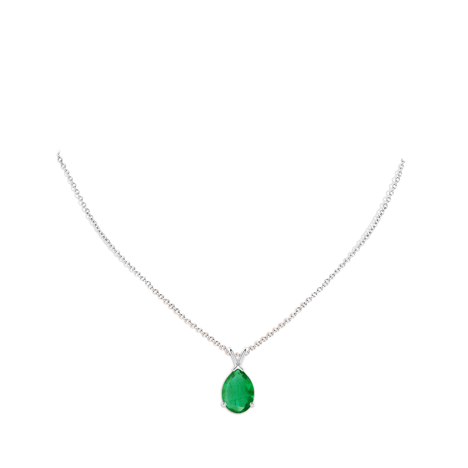 14x10mm AA V-Bale Pear-Shaped Emerald Solitaire Pendant in S999 Silver pen