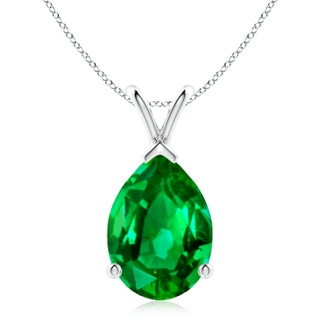 14x10mm AAAA V-Bale Pear-Shaped Emerald Solitaire Pendant in P950 Platinum