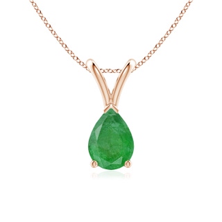 7x5mm A V-Bale Pear-Shaped Emerald Solitaire Pendant in 10K Rose Gold