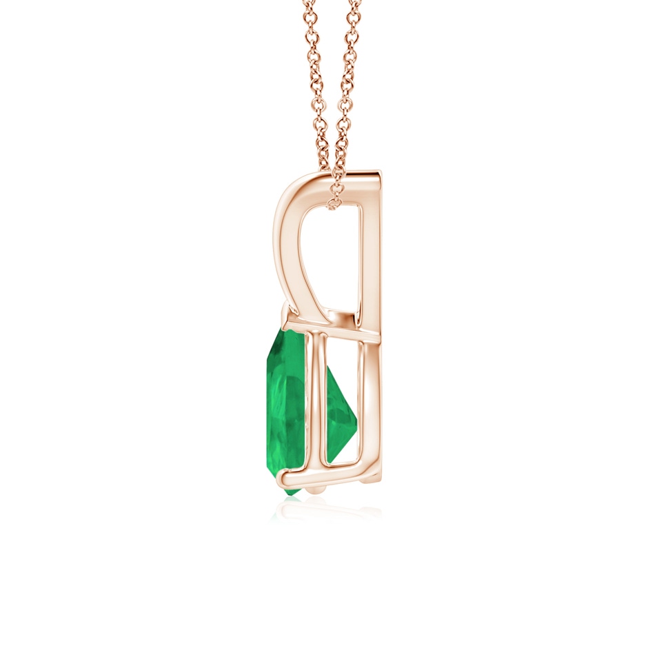 7x5mm A V-Bale Pear-Shaped Emerald Solitaire Pendant in Rose Gold side 199