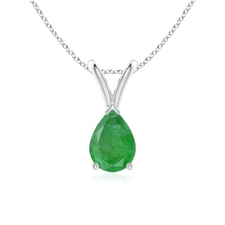 7x5mm A V-Bale Pear-Shaped Emerald Solitaire Pendant in S999 Silver