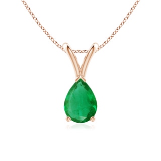 7x5mm AA V-Bale Pear-Shaped Emerald Solitaire Pendant in 10K Rose Gold