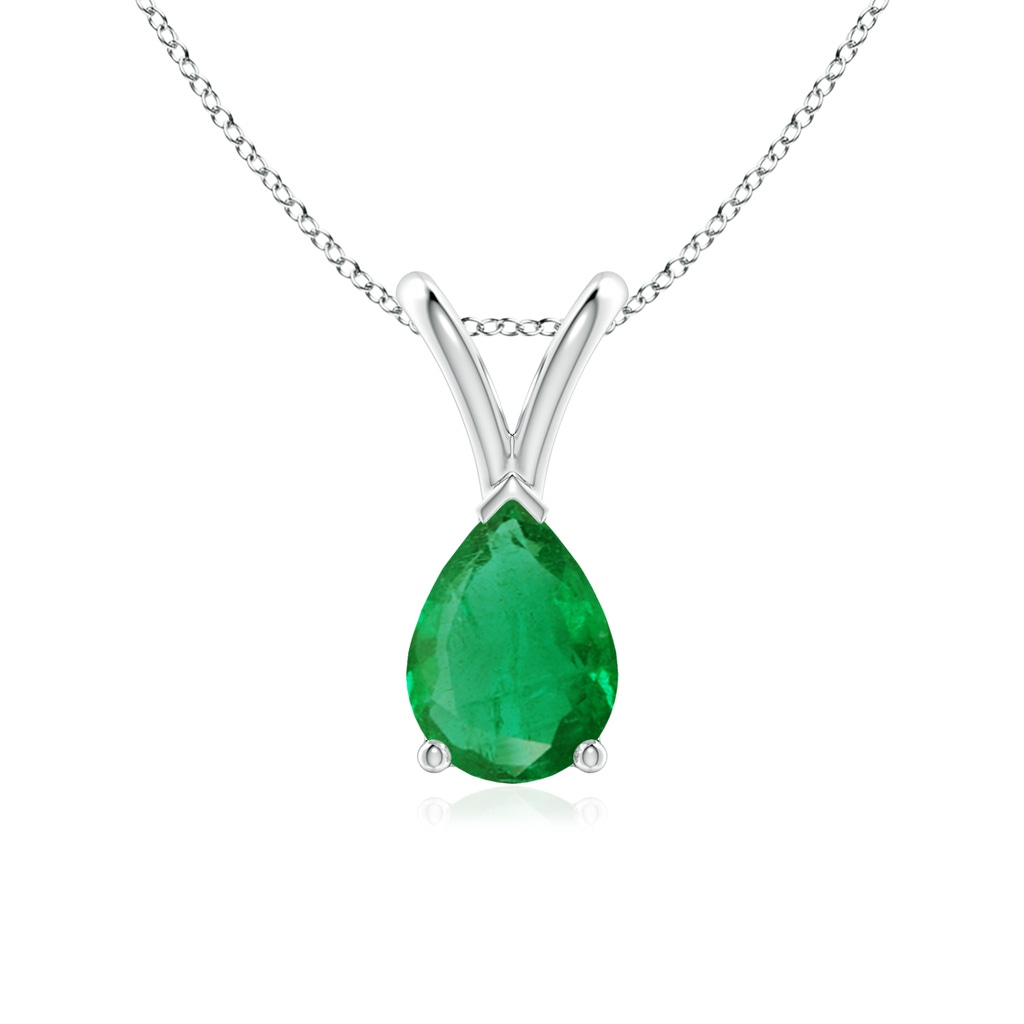 7x5mm AA V-Bale Pear-Shaped Emerald Solitaire Pendant in P950 Platinum 