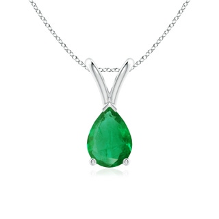 7x5mm AA V-Bale Pear-Shaped Emerald Solitaire Pendant in P950 Platinum