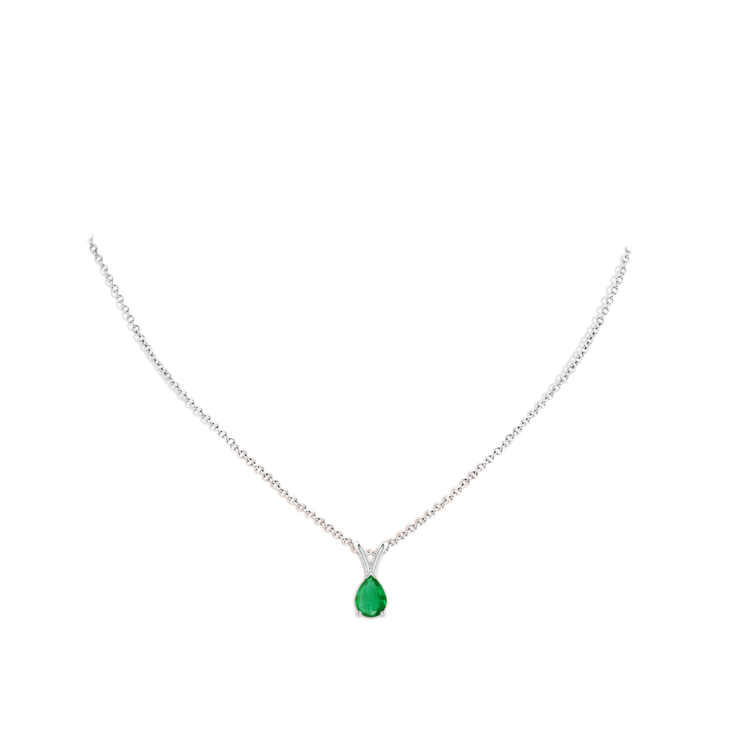 7x5mm AA V-Bale Pear-Shaped Emerald Solitaire Pendant in P950 Platinum pen