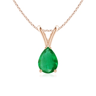 7x5mm AA V-Bale Pear-Shaped Emerald Solitaire Pendant in Rose Gold