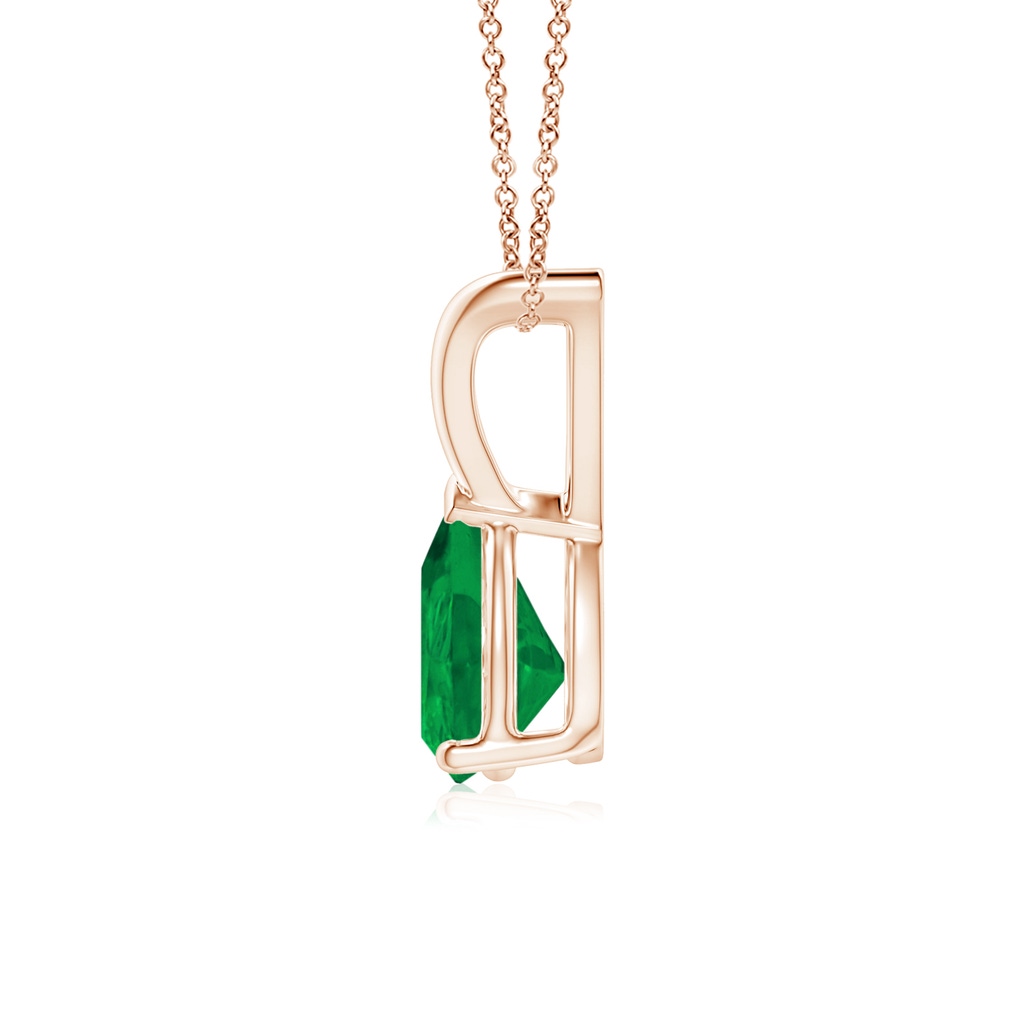 7x5mm AA V-Bale Pear-Shaped Emerald Solitaire Pendant in Rose Gold Side 1