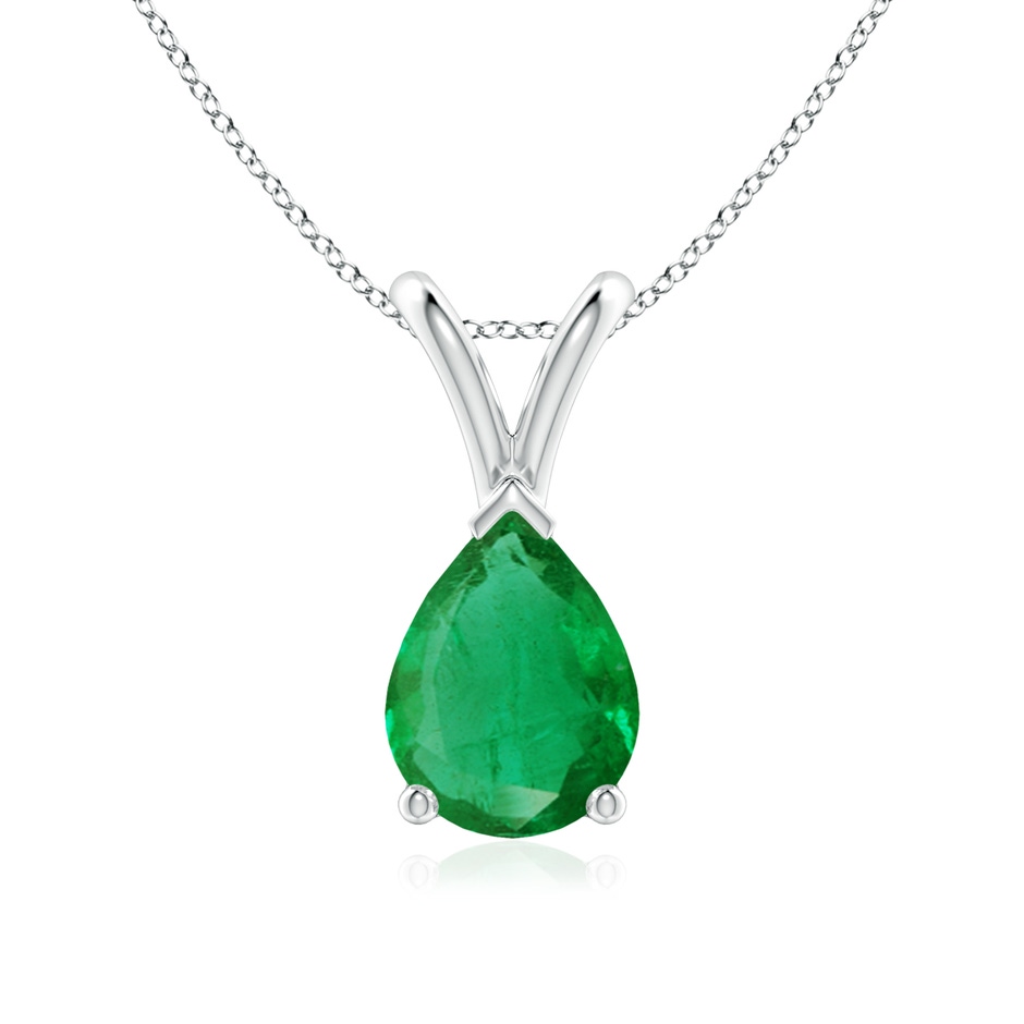 8x6mm AA V-Bale Pear-Shaped Emerald Solitaire Pendant in P950 Platinum 