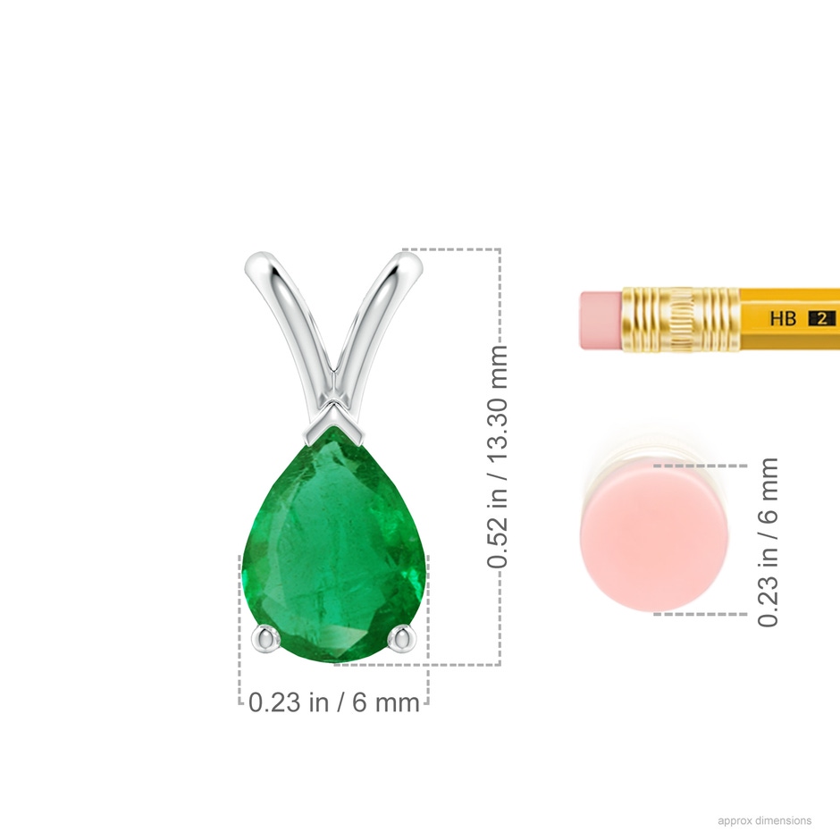 8x6mm AA V-Bale Pear-Shaped Emerald Solitaire Pendant in P950 Platinum ruler
