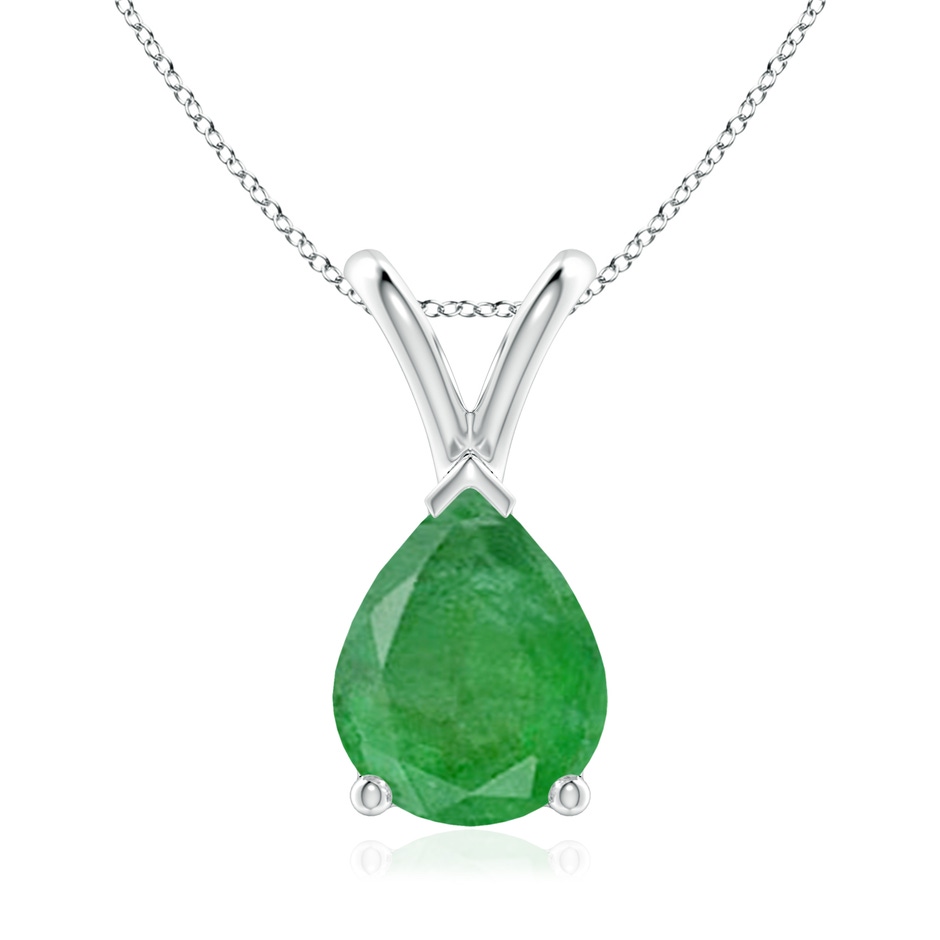 9x7mm A V-Bale Pear-Shaped Emerald Solitaire Pendant in P950 Platinum 