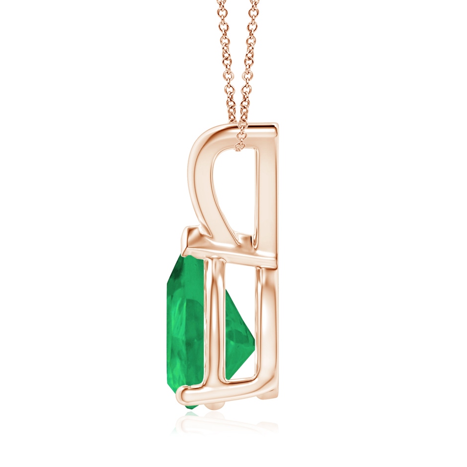 9x7mm A V-Bale Pear-Shaped Emerald Solitaire Pendant in Rose Gold side 199