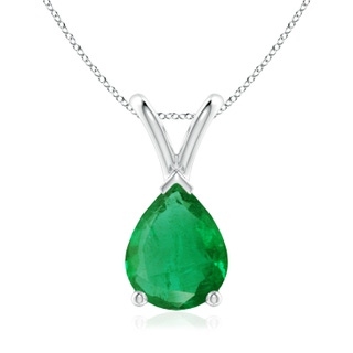 9x7mm AA V-Bale Pear-Shaped Emerald Solitaire Pendant in P950 Platinum