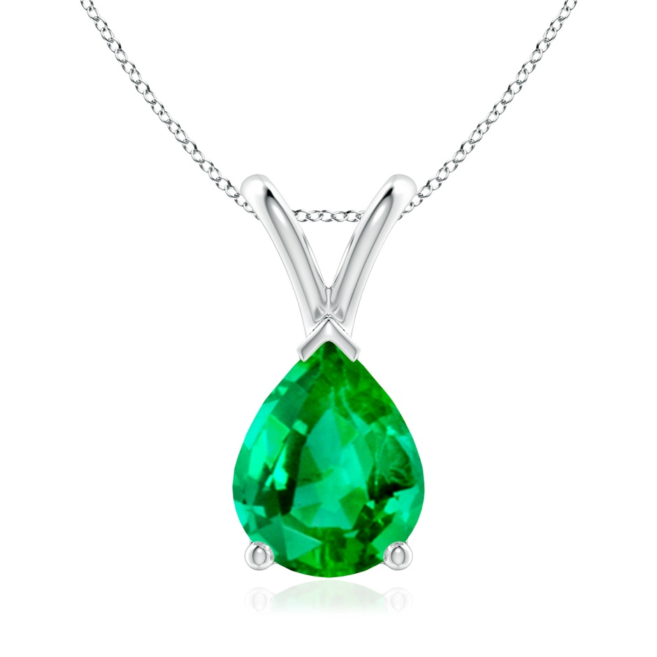 9x7mm AAA V-Bale Pear-Shaped Emerald Solitaire Pendant in P950 Platinum 
