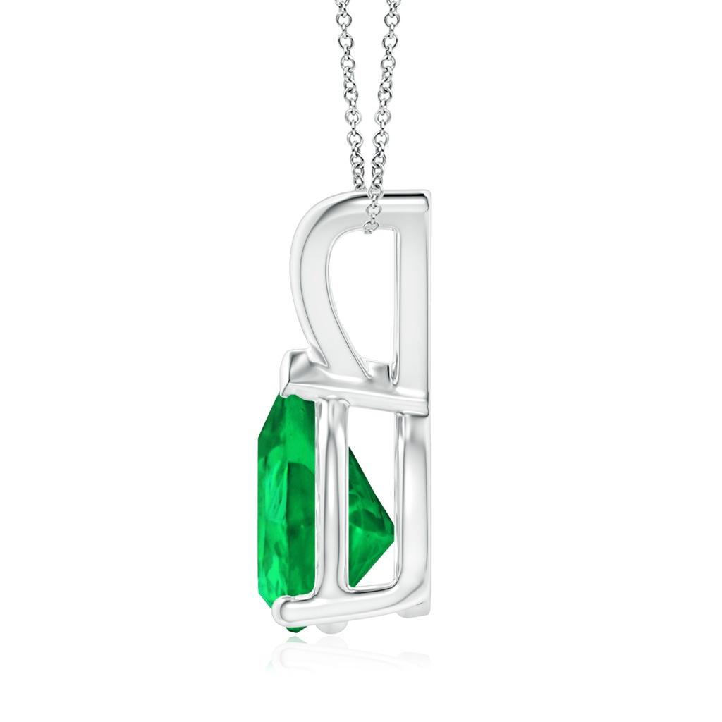 9x7mm AAA V-Bale Pear-Shaped Emerald Solitaire Pendant in P950 Platinum Side 199