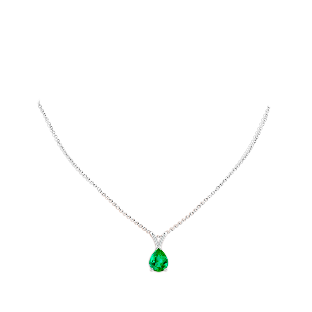 9x7mm AAA V-Bale Pear-Shaped Emerald Solitaire Pendant in P950 Platinum pen