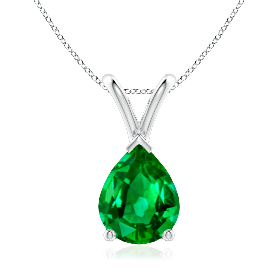 9x7mm AAAA V-Bale Pear-Shaped Emerald Solitaire Pendant in P950 Platinum 