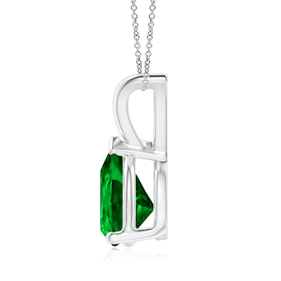 9x7mm AAAA V-Bale Pear-Shaped Emerald Solitaire Pendant in P950 Platinum side 199