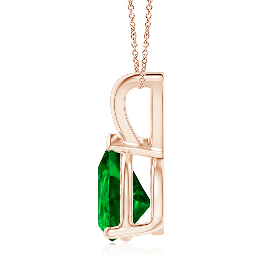 9x7mm AAAA V-Bale Pear-Shaped Emerald Solitaire Pendant in Rose Gold side 199