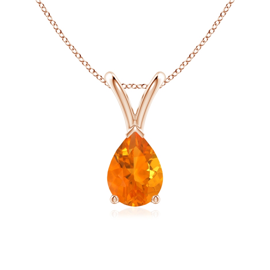7x5mm AA V-Bale Pear-Shaped Fire Opal Solitaire Pendant in Rose Gold 