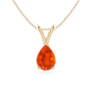 7x5mm AAA V-Bale Pear-Shaped Fire Opal Solitaire Pendant in 9K Yellow Gold