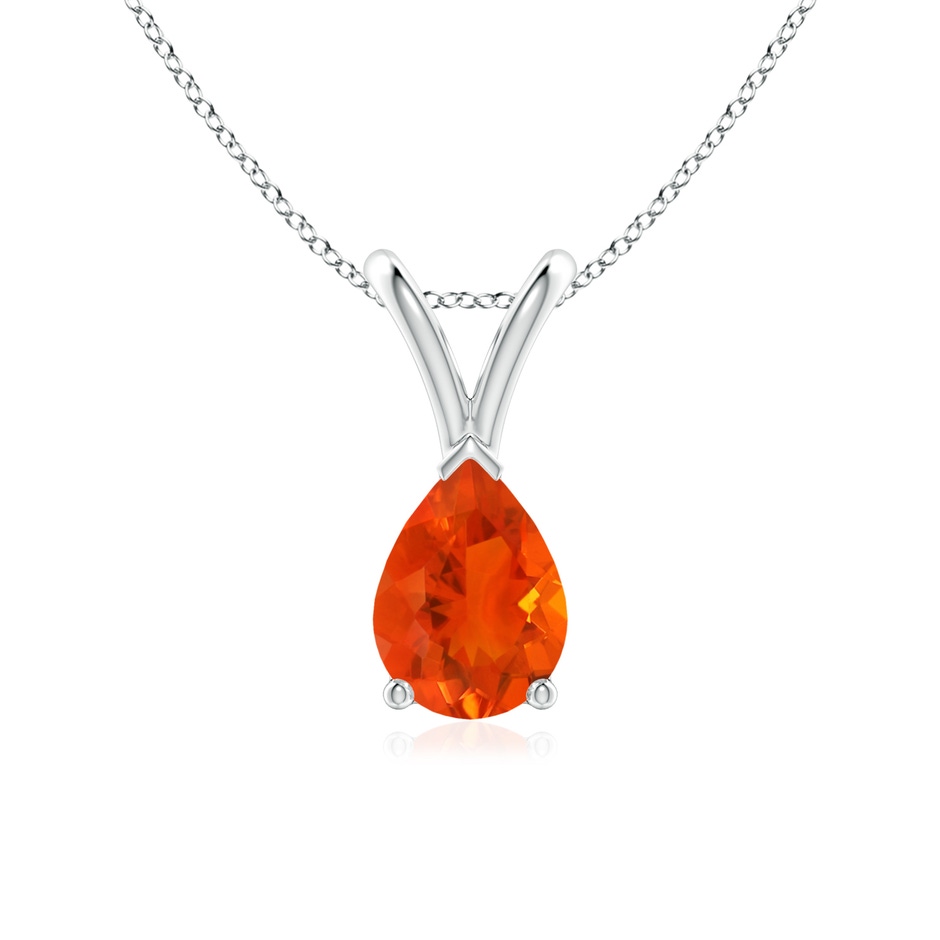 7x5mm AAA V-Bale Pear-Shaped Fire Opal Solitaire Pendant in S999 Silver 