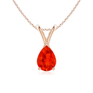 7x5mm AAAA V-Bale Pear-Shaped Fire Opal Solitaire Pendant in 9K Rose Gold