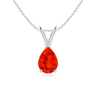 7x5mm AAAA V-Bale Pear-Shaped Fire Opal Solitaire Pendant in P950 Platinum