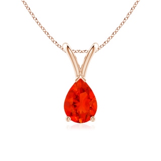 7x5mm AAAA V-Bale Pear-Shaped Fire Opal Solitaire Pendant in Rose Gold