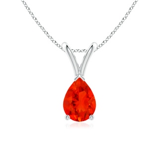 7x5mm AAAA V-Bale Pear-Shaped Fire Opal Solitaire Pendant in S999 Silver