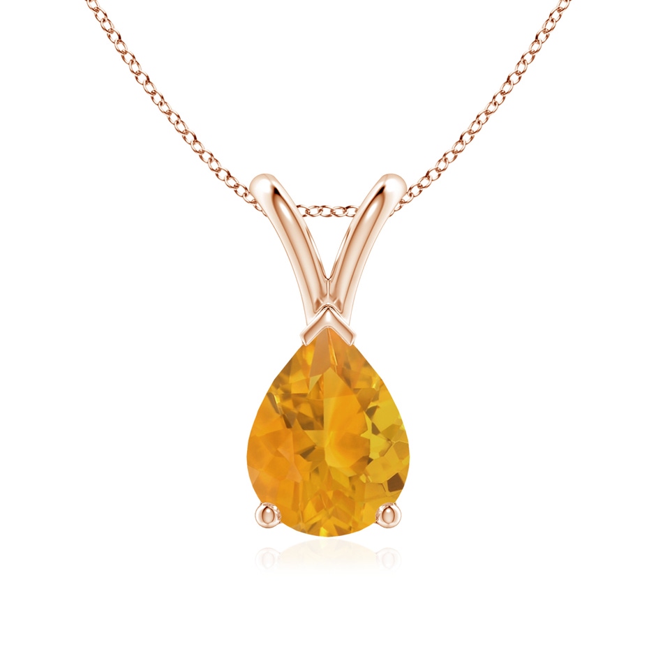 8x6mm A V-Bale Pear-Shaped Fire Opal Solitaire Pendant in 18K Rose Gold 