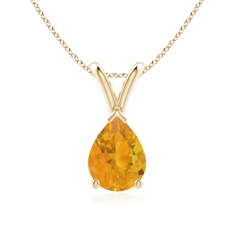 8x6mm A V-Bale Pear-Shaped Fire Opal Solitaire Pendant in 18K Yellow Gold 
