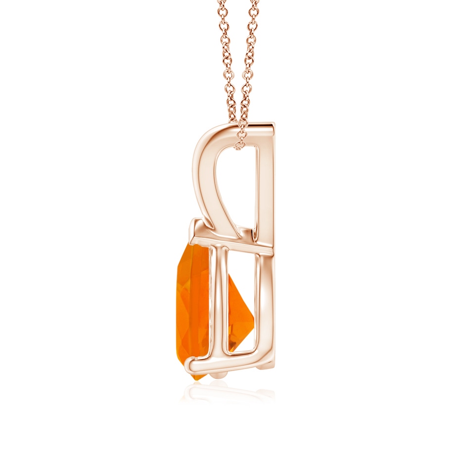 8x6mm AA V-Bale Pear-Shaped Fire Opal Solitaire Pendant in 18K Rose Gold side 199