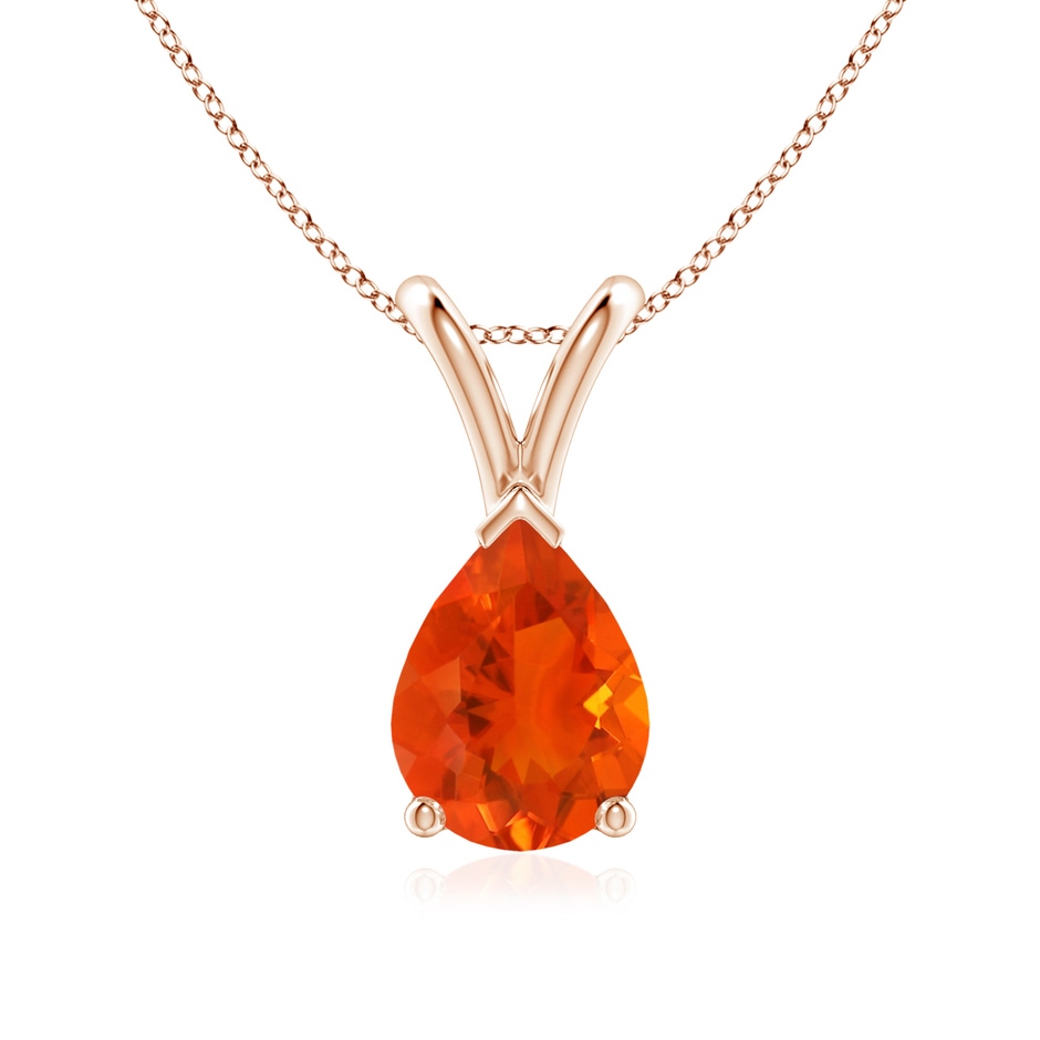 8x6mm AAA V-Bale Pear-Shaped Fire Opal Solitaire Pendant in Rose Gold 
