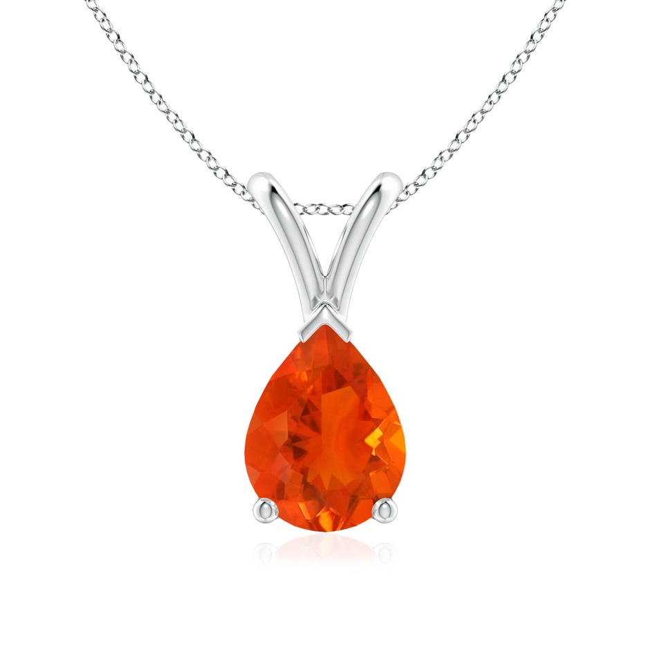 8x6mm AAA V-Bale Pear-Shaped Fire Opal Solitaire Pendant in White Gold 