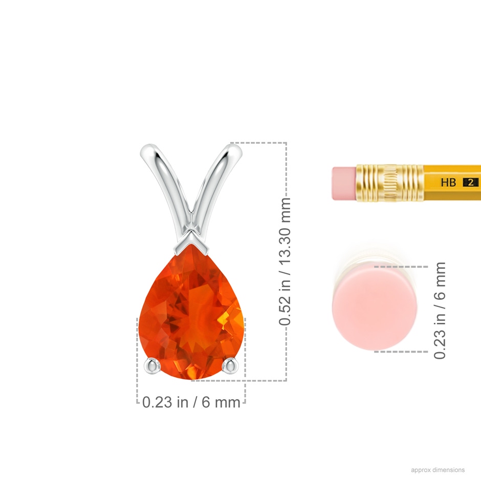 8x6mm AAA V-Bale Pear-Shaped Fire Opal Solitaire Pendant in White Gold ruler