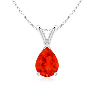 8x6mm AAAA V-Bale Pear-Shaped Fire Opal Solitaire Pendant in P950 Platinum