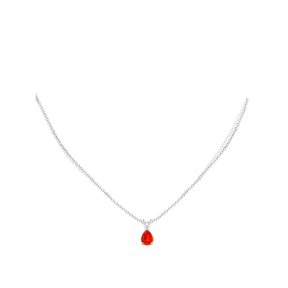8x6mm AAAA V-Bale Pear-Shaped Fire Opal Solitaire Pendant in P950 Platinum pen