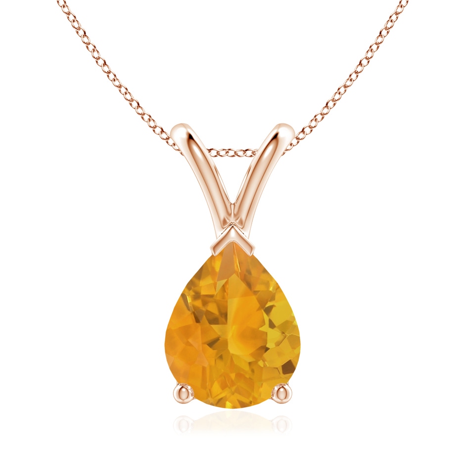 9x7mm A V-Bale Pear-Shaped Fire Opal Solitaire Pendant in 18K Rose Gold 