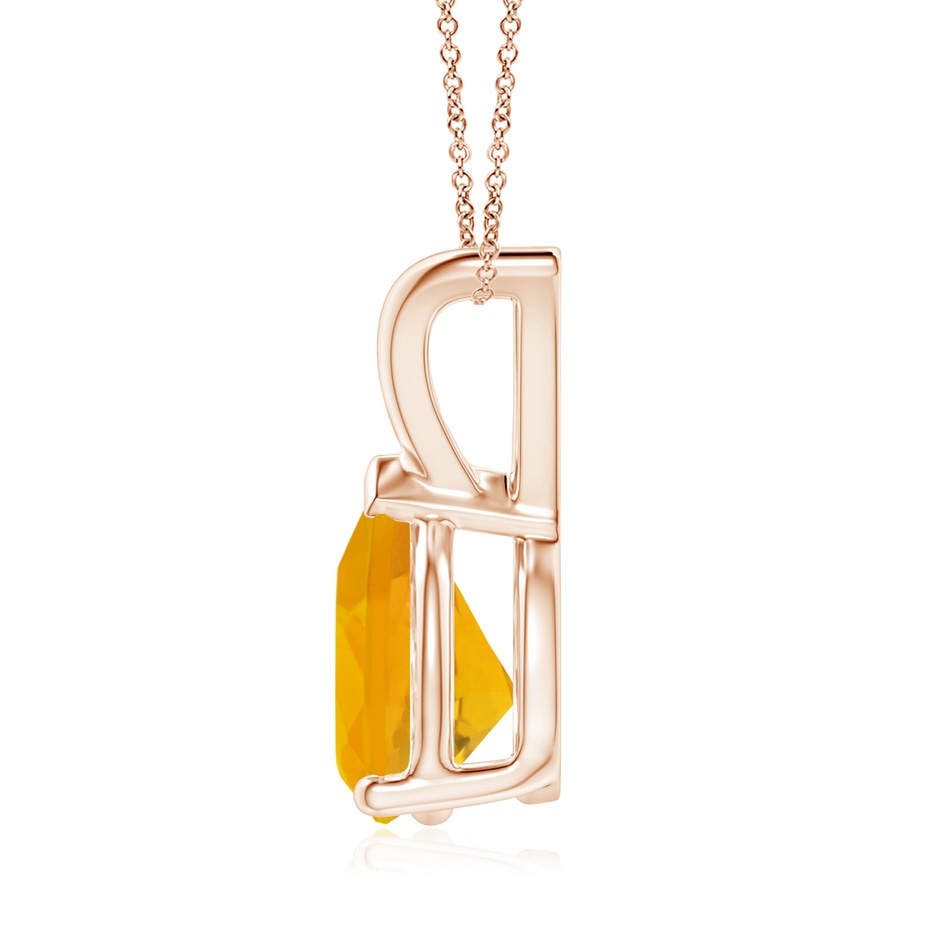 9x7mm A V-Bale Pear-Shaped Fire Opal Solitaire Pendant in 18K Rose Gold side 199