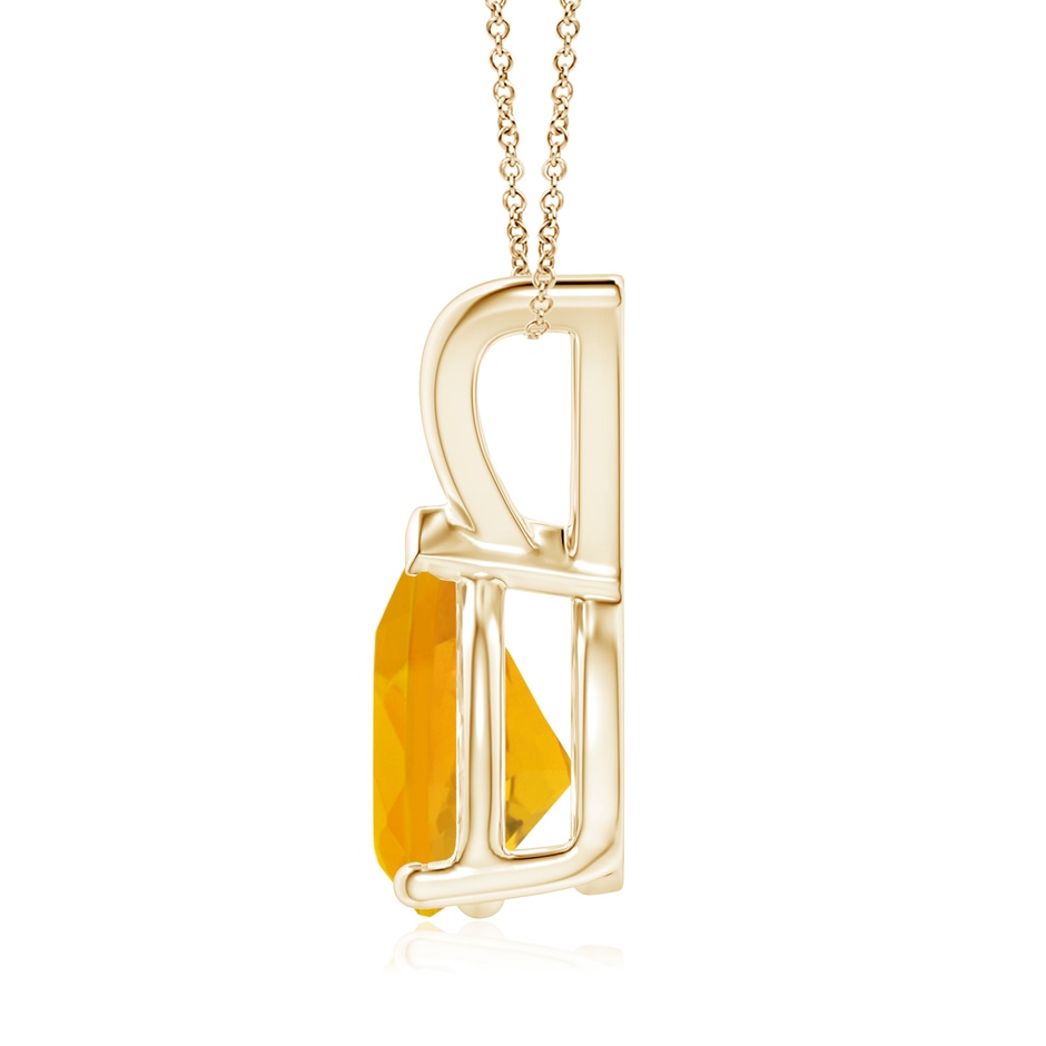 9x7mm A V-Bale Pear-Shaped Fire Opal Solitaire Pendant in 18K Yellow Gold side 199