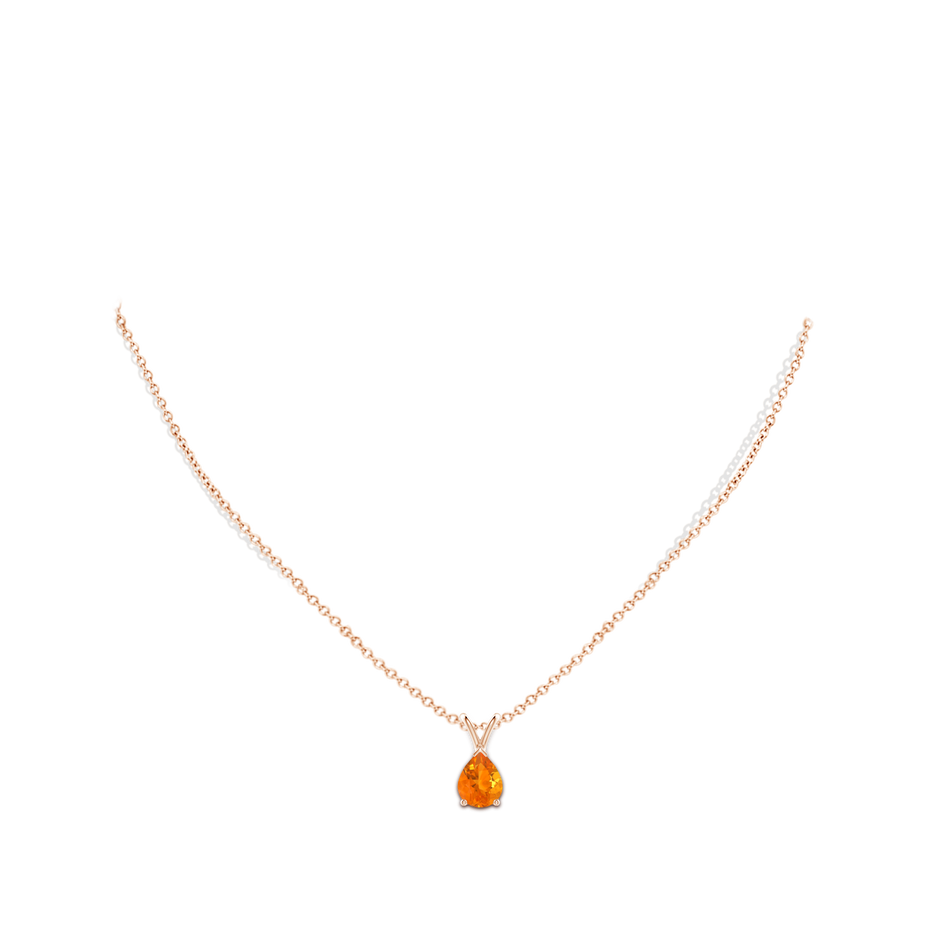 9x7mm AA V-Bale Pear-Shaped Fire Opal Solitaire Pendant in Rose Gold pen