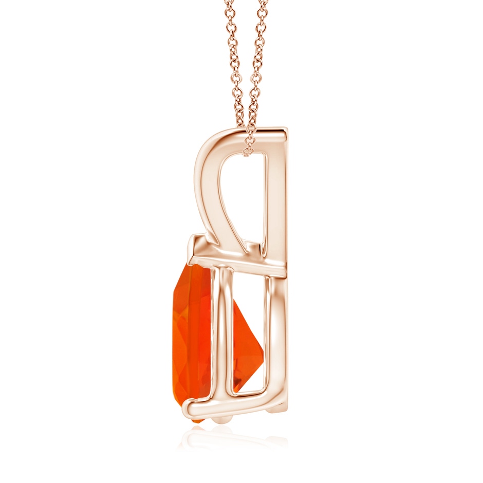 9x7mm AAA V-Bale Pear-Shaped Fire Opal Solitaire Pendant in 18K Rose Gold side 199