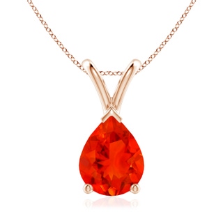 9x7mm AAAA V-Bale Pear-Shaped Fire Opal Solitaire Pendant in 18K Rose Gold