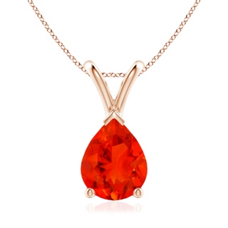 9x7mm AAAA V-Bale Pear-Shaped Fire Opal Solitaire Pendant in Rose Gold