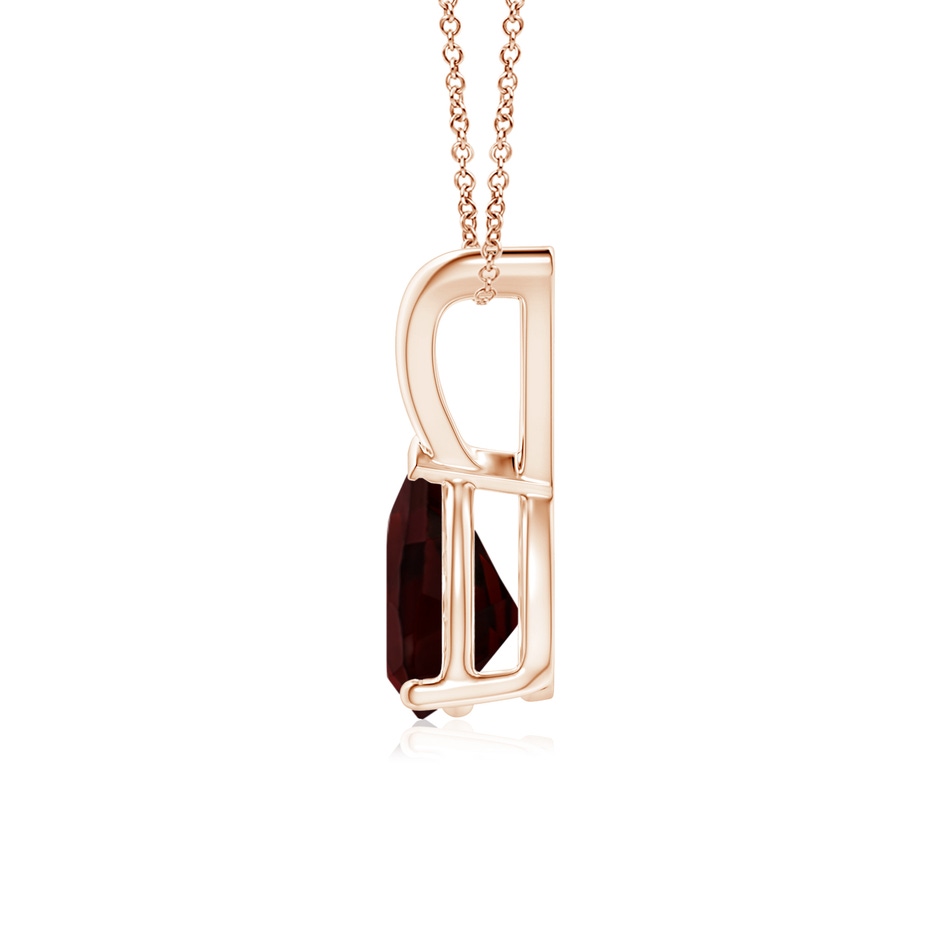 7x5mm A V-Bale Pear-Shaped Garnet Solitaire Pendant in 18K Rose Gold side 199